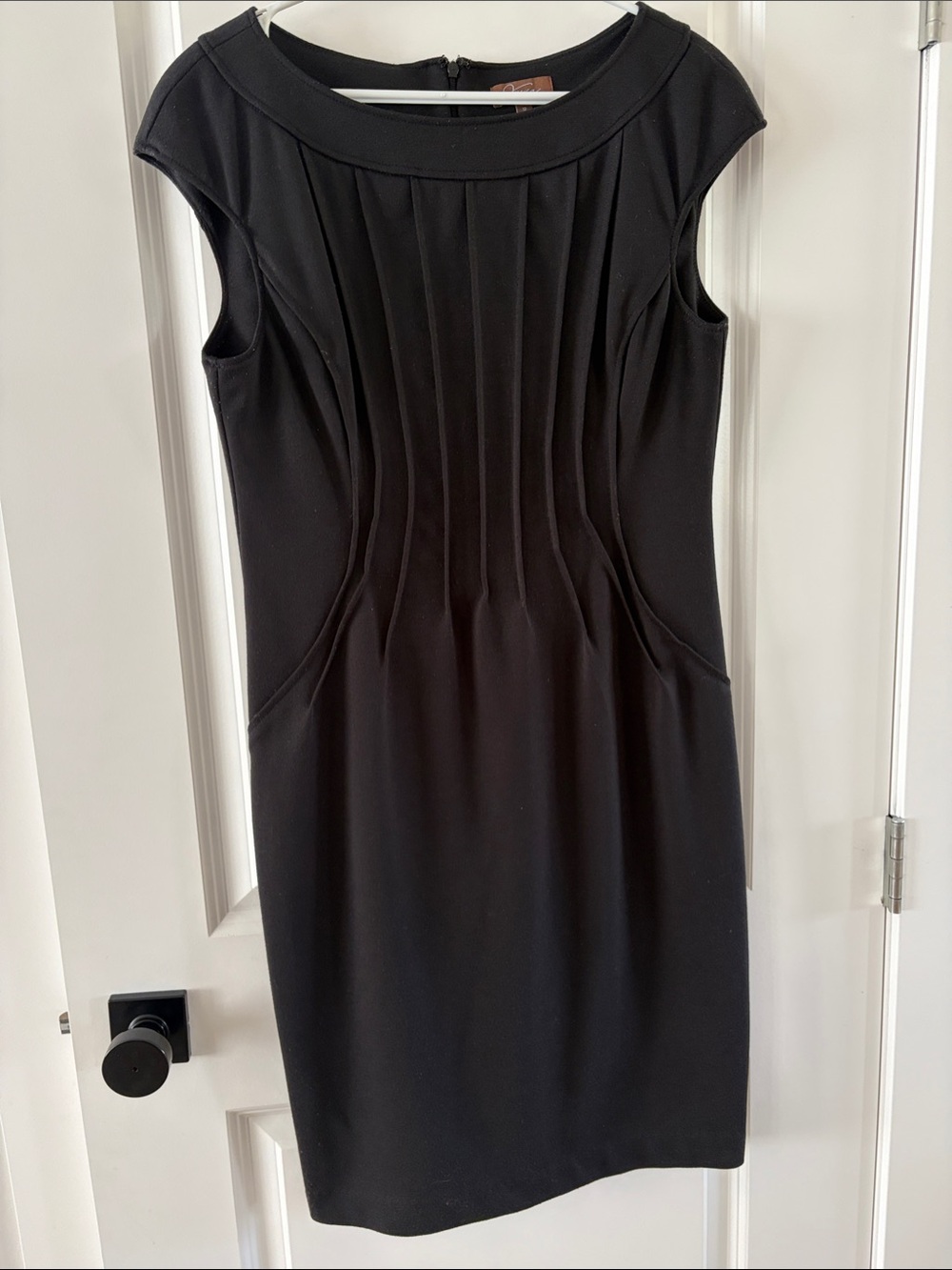 Classic Black Pleated Sheath Dress - Women's